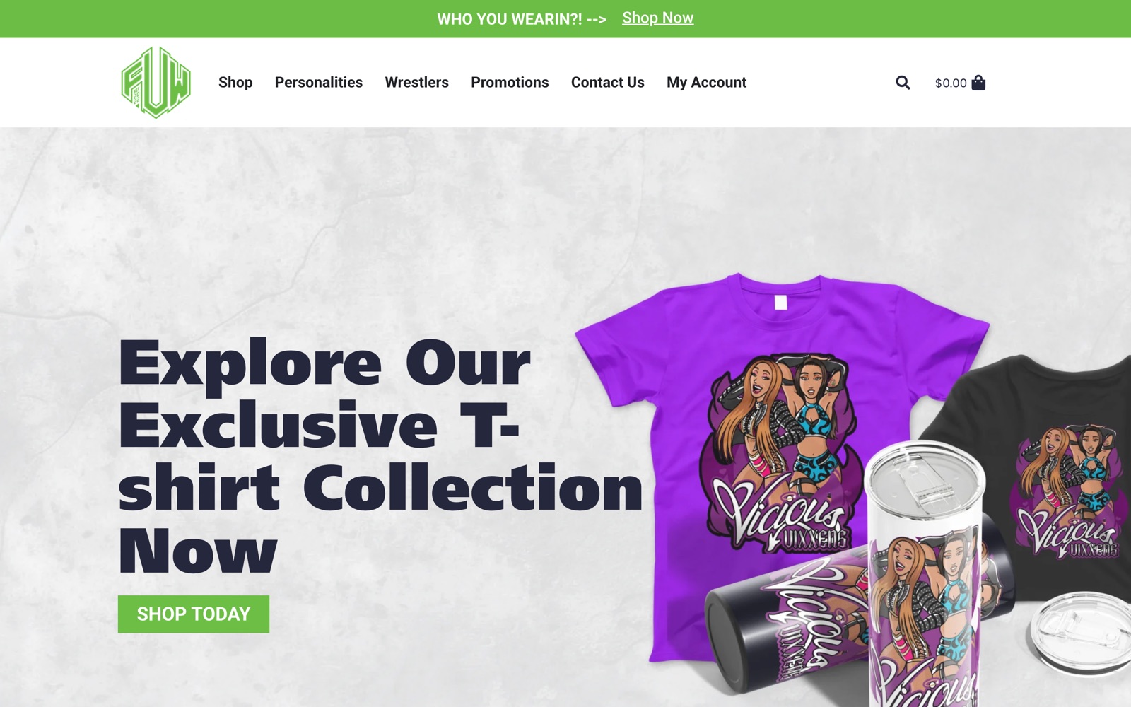 For Ur Wear homepage: campaign hero promoting the exclusive t-shirt collection with product mockups