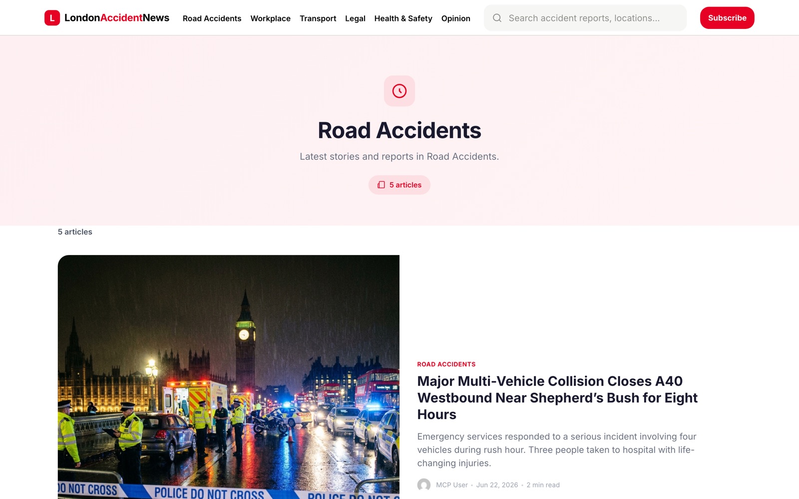 Road Accidents category archive in a Pinterest-style masonry layout