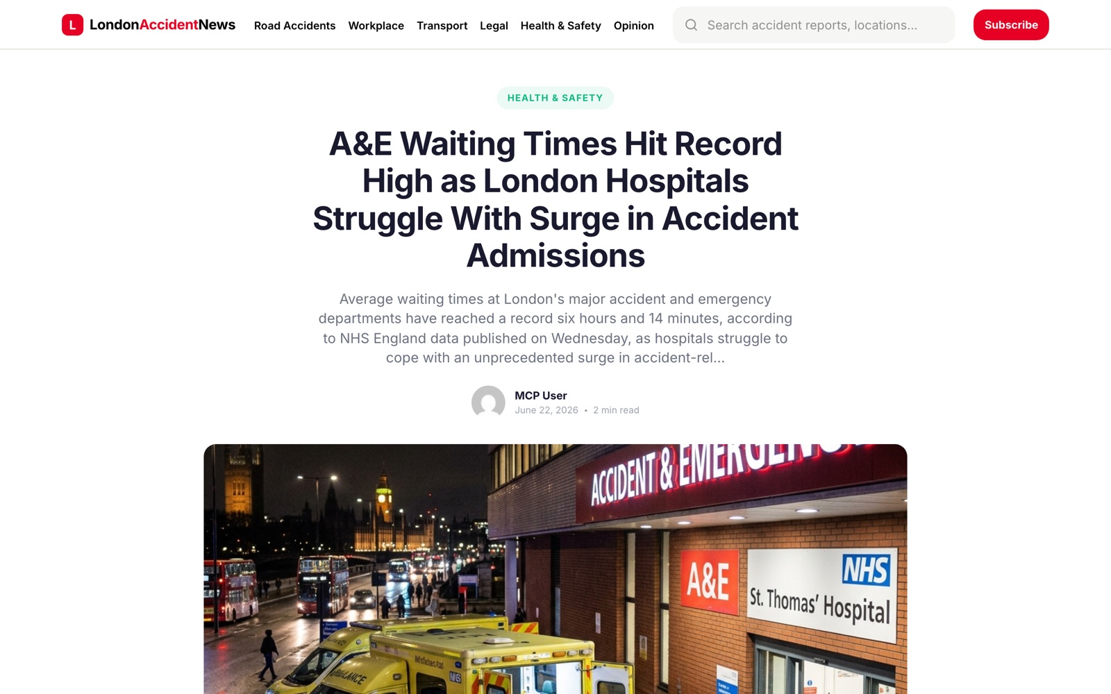 Article page with table of contents, sticky share sidebar, and related stories